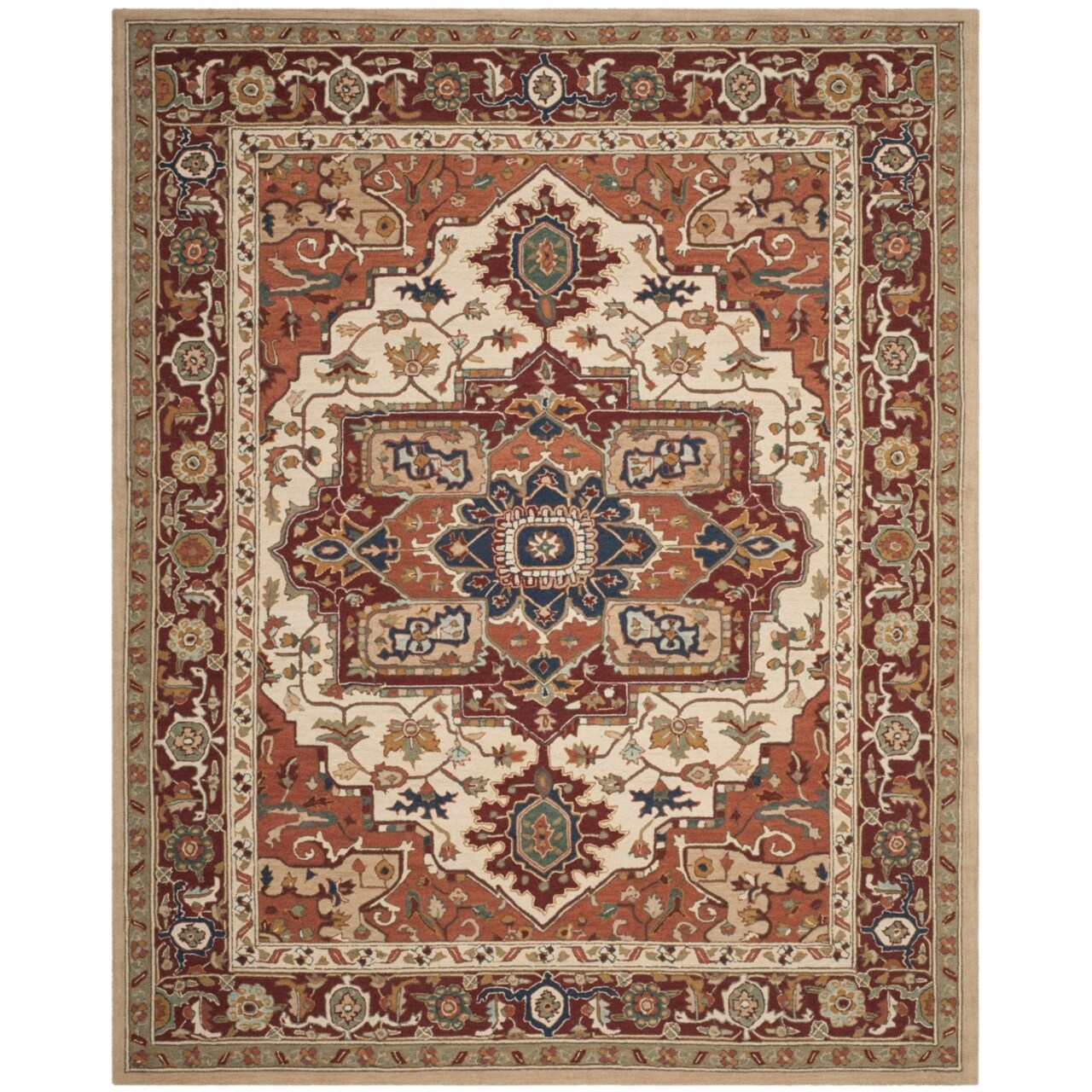 Safavieh Chelsea Hk709A Hand-Hooked Red / Ivory Rug Hand Hooked Area Rug